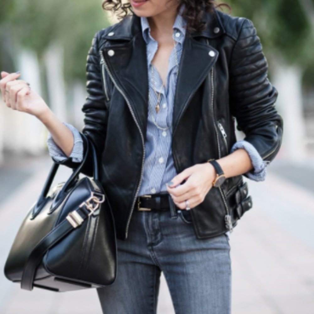 All Saints Papin Leather Biker Jacket UK 4/US 0